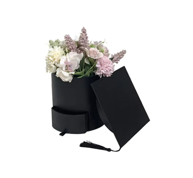Round Graduation Flower Gift Hat Box Tube Cap Graduation Box